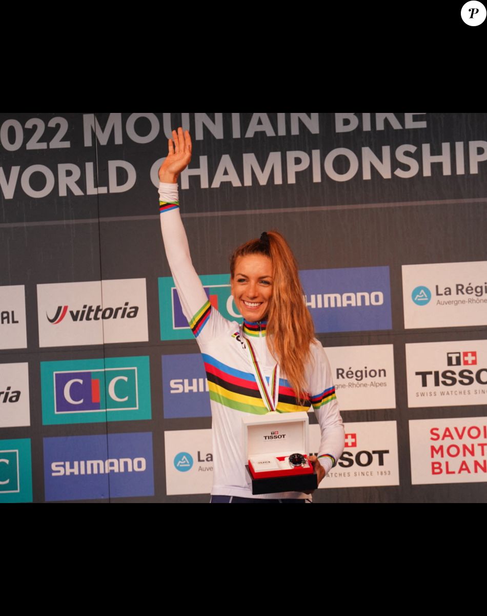 La française Pauline Ferrand-Prévot décroche le titre de championne du monde en short track aux Gets, Haute-Savoie, France, le 26 août 2022. © Fabio Averna/LPS/Zuma Press/Bestimage