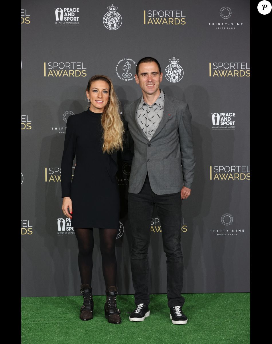 Pauline Ferrand-Prévot, championne du monde de cyclo cross et cross country , Julien Absalon, champion olympique de VTT - Photocall et cérémonie des Sportel Awards 2020 à la salle Prince Pierre du Grimaldi Forum de Monaco le 27 octobre 2020. © Jean-charles Vinaj / Bestimage