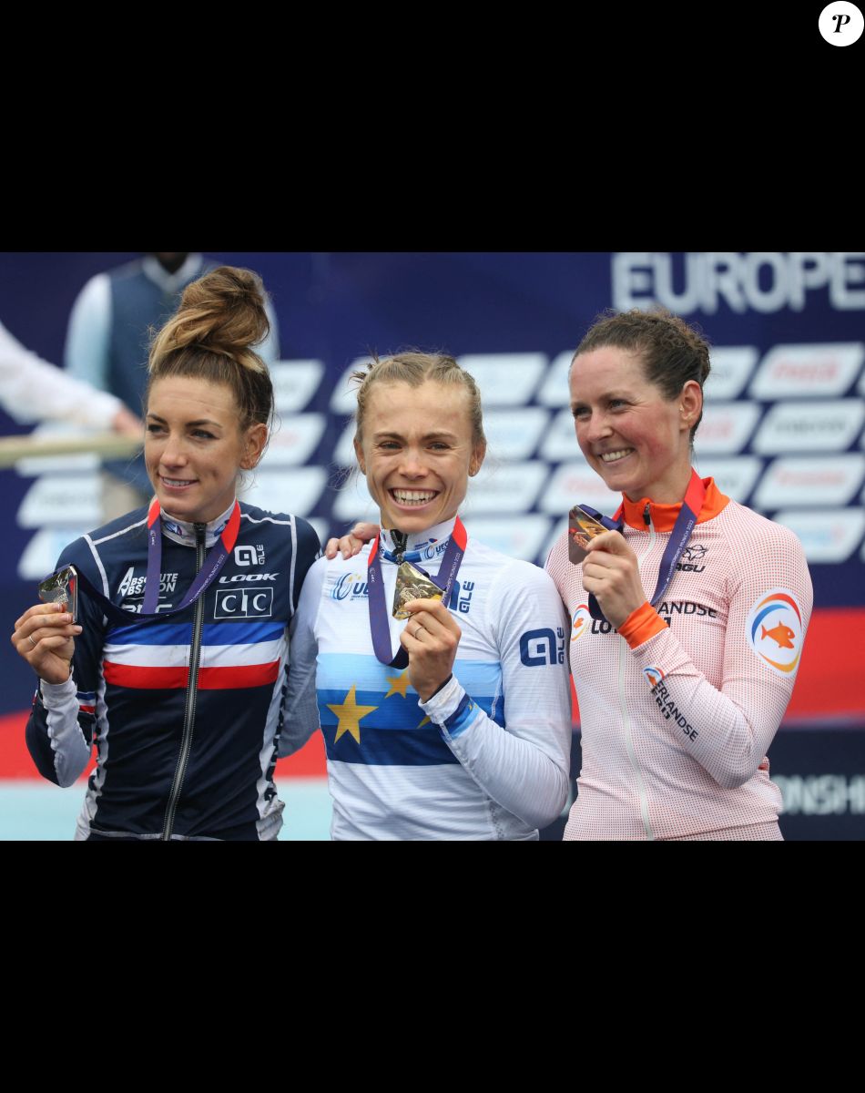 Pauline Ferrand Prevot ,Loana Lecomte of France and Anne Terpstra of Nederland - Course de Cross-country féminin aux Championnats d'Europe de VTT cross-country 2022 à Munich, Allemagne le 20 Août 2022. © Laurent Lairys / Panoramic / Bestimage