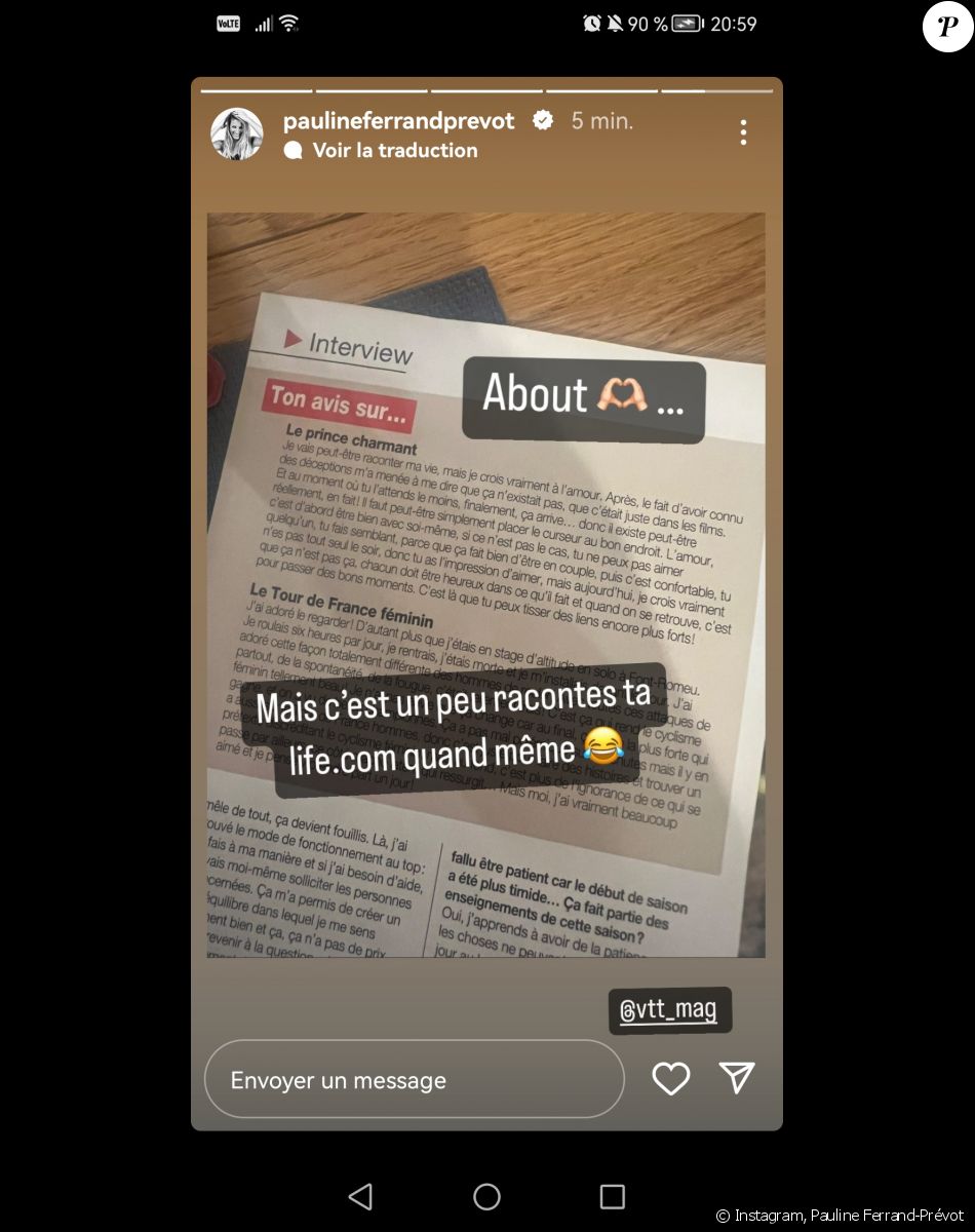 Pauline Ferrand-Prévot répond à des questions pour VTT Magazine.