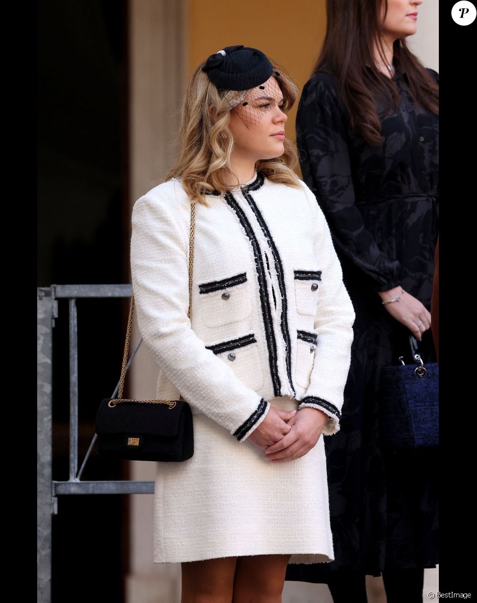 Camille Gottlieb - La famille princière de Monaco dans la cour du palais lors de la Fête Nationale de la principauté de Monaco le 19 novembre 2022. © Dominique Jacovides / Bruno Bebert / Bestimage