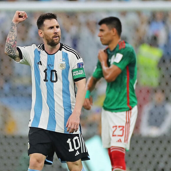 Lionel Messi - Match du groupe C opposant l'Argentine au Mexique lors de coupe de Monde au stade Luasil à Doha au Qatar, le 26 novembre 2022. L'Argentine a gagné 2-0. © Heuler Andrey/Sport Press Photo/Zuma Press/Bestimage