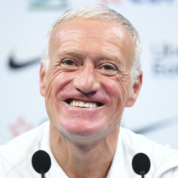 Didier Deschamps, sélectionneur et entraineur de l'équipe de France en conférence de presse de l'équipe de France de football au centre de formation et centre National du Footbal de Clairefontaine-en-Yvelines, France, le 14 novembre 2022. © Jean-Baptiste Autissier/Panoramic/Bestiùmage 