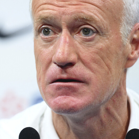 Didier Deschamps, sélectionneur et entraineur de l'équipe de France en conférence de presse de l'équipe de France de football au centre de formation et centre National du Footbal de Clairefontaine-en-Yvelines, France, le 14 novembre 2022. © Jean-Baptiste Autissier/Panoramic/Bestiùmage 