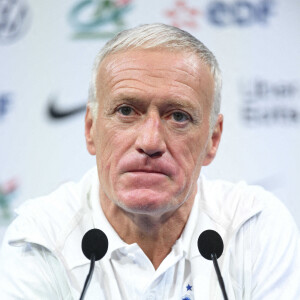 Didier Deschamps, sélectionneur et entraineur de l'équipe de France en conférence de presse de l'équipe de France de football au centre de formation et centre National du Footbal de Clairefontaine-en-Yvelines, France, le 14 novembre 2022. © Jean-Baptiste Autissier/Panoramic/Bestiùmage 