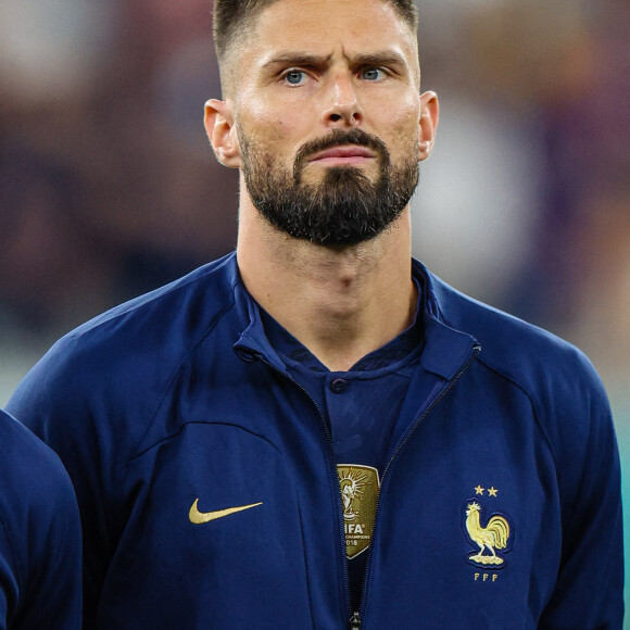 Olivier Giroud - Match " France - Pologne " (3-1) lors de la Coupe du Monde 2022 au Qatar, le 4 décembre 2022. L'équipe de France est qualifiée pour les quarts de finale.