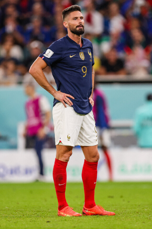 Olivier Giroud - Match " France - Pologne " (3-1) lors de la Coupe du Monde 2022 au Qatar, le 4 décembre 2022. L'équipe de France est qualifiée pour les quarts de finale.