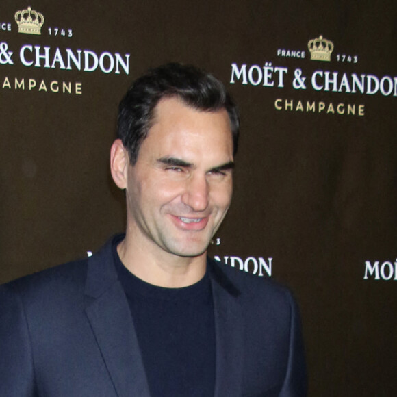 Roger Federer au photocall de la soirée "Moët & Chandon" à New York, le 5 décembre 2022. 
