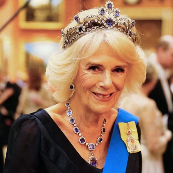 Camilla Parker Bowles, reine consort d'Angleterre - La famille royale d'Angleterre lors de la réception des corps diplômatiques au palais de Buckingham à Londres. 