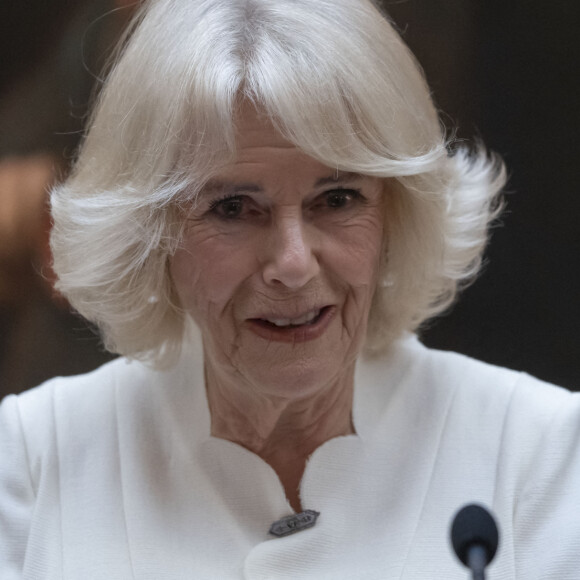 Camilla Parker Bowles, reine consort d'Angleterre lors d'une réception au palais de Buckingham à Londres, Royaume Uni, le 29 novembre 2022, dans le cadre de la campagne de 16 jours d'activisme des Nations Unies contre la violence à l'égard des femmes et des filles. 