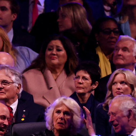 Le prince William, duc de Cambridge, Camilla Parker Bowles, duchesse de Cornouailles, Le prince Charles, prince de Galles - Concert du jubilé de platine de la reine devant le palais de Buckingham à Londres le 4 juin 2022. 