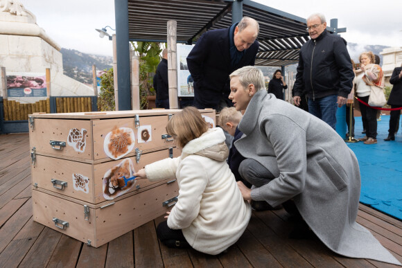 Le prince Albert II et la princesse Charlène de Monaco, accompagnés de leurs enfants Jacques et Gabriella, au Musée océanographique de Monaco. Le 10 décembre 2022. © Olivier Huitel / Pool Monaco / Bestimage