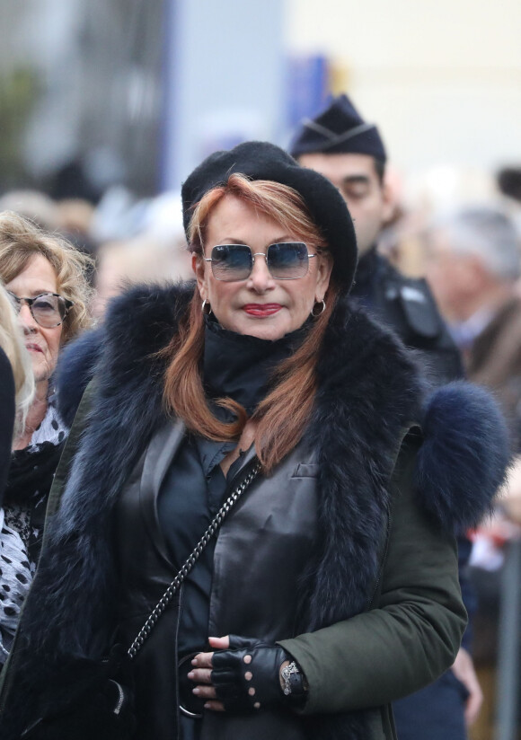 Julie Pietri - Arrivées aux obsèques de Michou en l'église Saint-Jean de Montmartre à Paris. Le 31 janvier 2020.