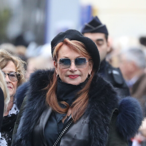 Julie Pietri - Arrivées aux obsèques de Michou en l'église Saint-Jean de Montmartre à Paris. Le 31 janvier 2020.