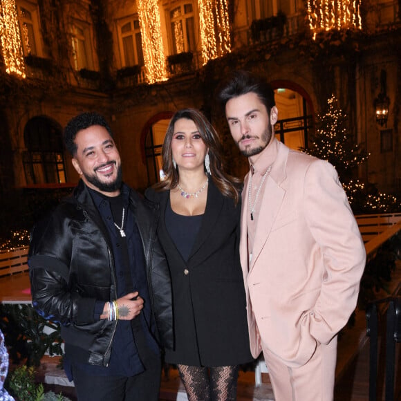 Exclusif - Slimane, Karine Ferri, Baptiste Giabiconi - Dîner des 40 ans du bijoutier "APM Monaco" à l'hôtel Plaza Athénée à Paris, France, le 14 décembre 2022. © Rachid Bellak/Bestimage