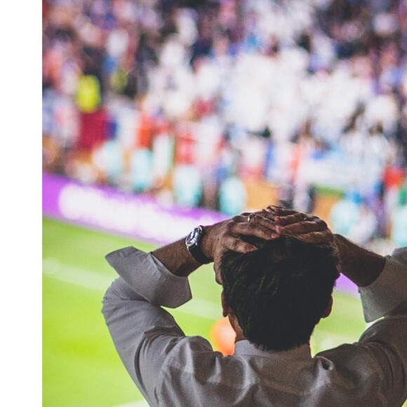 Emmanuel Macron photographié par Soazig de la Moissonnière lors de la finale de la Coupe du monde Argentine-France le 18 décembre 2022.