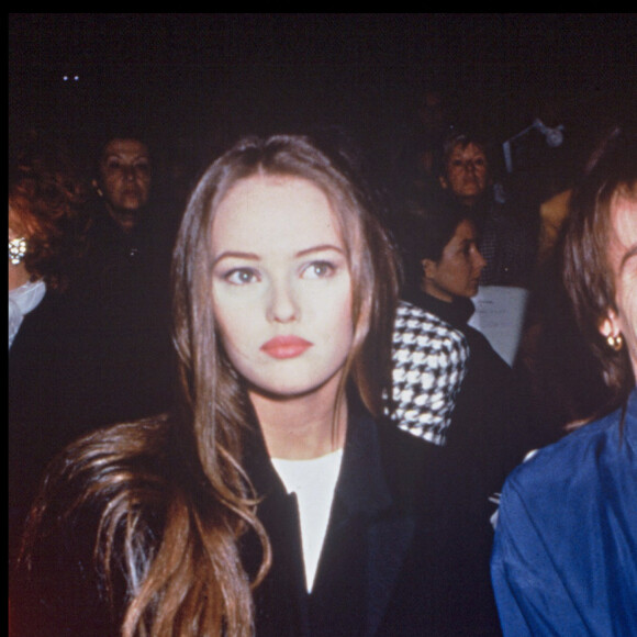 Florent Pagny et Vanessa Paradis à un Défilé Chanel, 1992 à Paris.