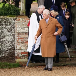 La famille royale d'Angleterre assiste au service religieux de Noël à l'église St Mary Magdalene à Sandringham, Norfolk le 25 décembre 2022. 