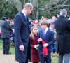 Le prince William, prince de Galles, Le prince George de Galles, La princesse Charlotte de Galles - La famille royale d'Angleterre au premier service de Noël à Sandringham depuis le décès de la reine Elizabeth II le 25 décembre 2022. 