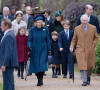 La princesse Charlotte de Galles, Camilla, Queen Consort, Le prince Louis de Galles, Prince George, King Charles III, William, - La famille royale d'Angleterre assiste au service religieux de Noël à l'église St Mary Magdalene à Sandringham, Norfolk, Royaume Uni, le 25 décembre 2022. 