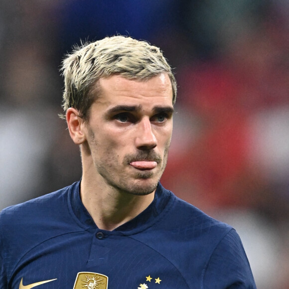 Antoine Griezmann au match de demi-finale opposant la France au Maroc lors de la Coupe du Monde 2022 au stade Al-Bayt, à Doha, Qatar, le 14 décembre 2022. La France a gagné 2-0. © Philippe Perusseau/Bestimage