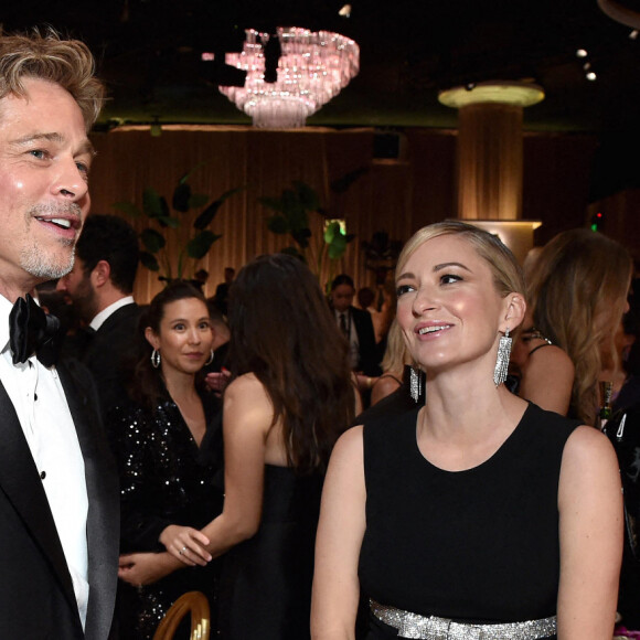 Brad Pitt et Olivia Hamilton - 80e cérémonie des Golden Globes, au "Beverly Hilton" à Los Angeles, le 10 janvier 2023. © HFPA via The Grosby Group / Bestimage