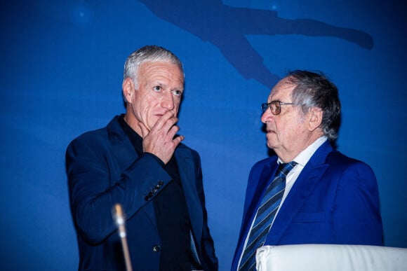 Noel Le Graet et Didier Deschamps - Assemblée Fédérale de la Fédération Française de Football (FFF) à Paris et annonce de la prolongation de D.Deschamps à la tête de l'équipe de France jusqu'en 2026. Paris le 7 janvier 2023. © Baptiste Autissier / Panoramic / Bestimage