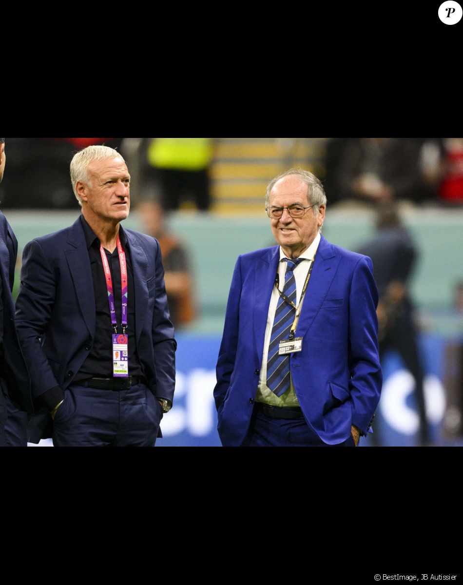 Didier Deschamps et Noël Le Graët avant le match de demi-finale "France - Maroc" lors de la Coupe du Monde 2022 au Qatar (FIFA World Cup Qatar 2022), le 14 décembre 2022. © JB Autissier / Panoramic / Bestimage