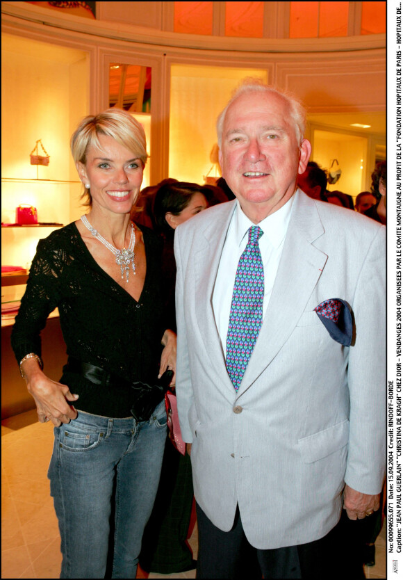 Jean-Paul Guerlain, Christina de Kragh chez Dior - Vendanges organisées par le comité Montaigne au profit de al fondation Hôpitaux de Paris à Paris le 15 septembre 2004