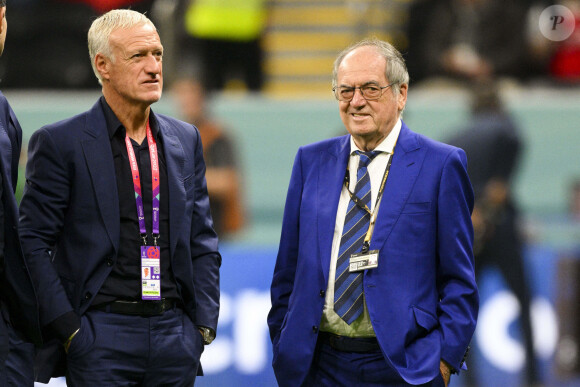 Didier Deschamps et Noël Le Graët avant le match de demi-finale "France - Maroc" lors de la Coupe du Monde 2022 au Qatar (FIFA World Cup Qatar 2022), le 14 décembre 2022. © JB Autissier / Panoramic / Bestimage