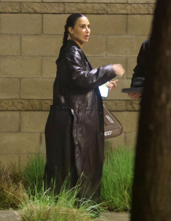 Exclusif - Kim Kardashian à la sortie des obsèques d'Andrea (la mère de T. Thompson) à Los Angeles, le 15 janvier 2023. 