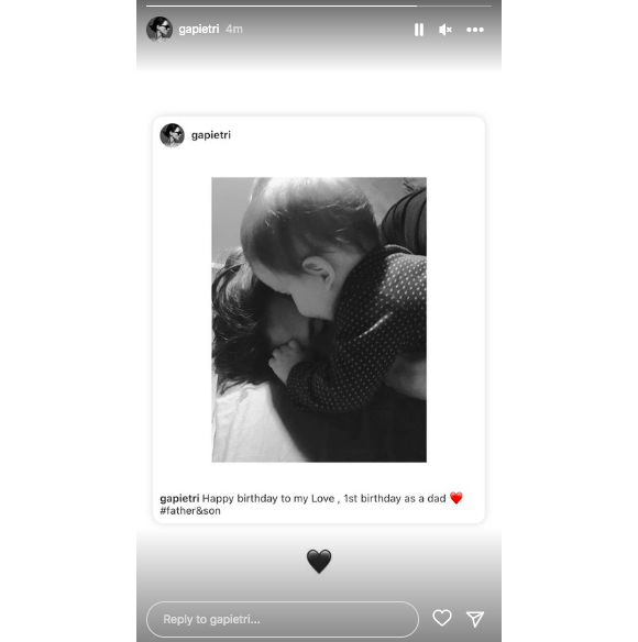 Photo que Gaëlle Pietri a republié en story Instagram à l'occasion de l'anniversaire du père de son fils, Gaspard Ulliel