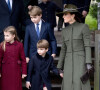 Catherine (Kate) Middleton, princesse de Galles, le prince George de Galles, la princesse Charlotte de Galles, le prince Louis de Galles - La famille royale d'Angleterre assiste au service religieux de Noël à l'église St Mary Magdalene à Sandringham, Norfolk, Royaume Uni, le 25 décembre 2022. 