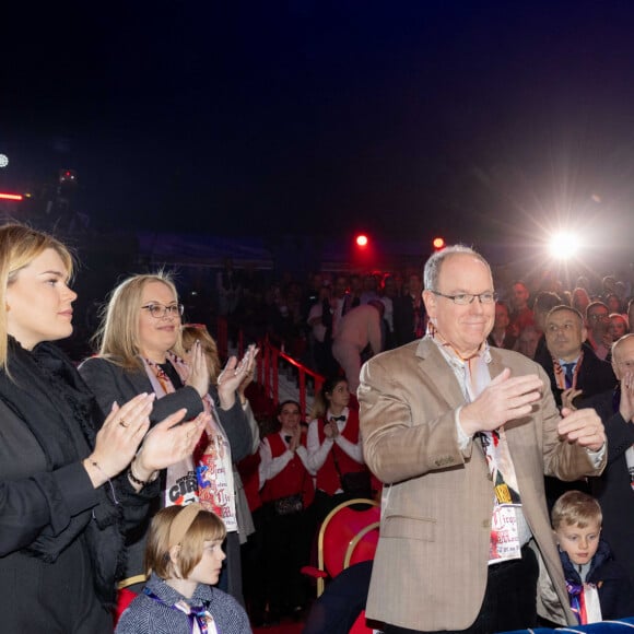 No Tabloids - Le prince Albert II de Monaco, le prince Jacques de Monaco et la princesse Gabriella de Monaco, Louis Ducruet et Camille Gottlieb - 3ème jour du 45ème Festival International du Cirque de Monte Carlo sous le chapiteau Fontvieille à Monaco le 22 janvier 2023. © Olivier Huitel/pool/Bestimage 