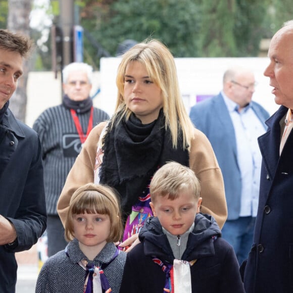 Le prince Albert II de Monaco, le prince Jacques de Monaco et la princesse Gabriella de Monaco, Louis Ducruet et Camille Gottlieb - 3ème jour du 45ème Festival International du Cirque de Monte Carlo sous le chapiteau Fontvieille à Monaco le 22 janvier 2023. © Olivier Huitel/pool/Bestimage 