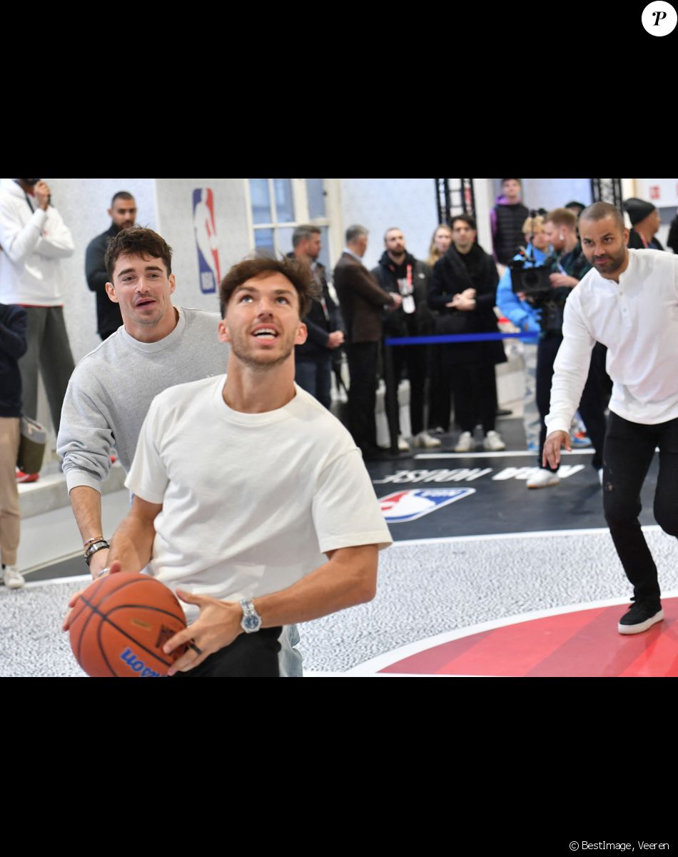 Charles Leclerc, Pierre Gasly et Tony Parker - People au Club House NBA pour un match exhibition entre Tony Parker, Joakim Noah, Charles Leclerc, Pierre Gasly et Darko Peric à Paris le 20 janvier 2023. © Veeren/Bestimage