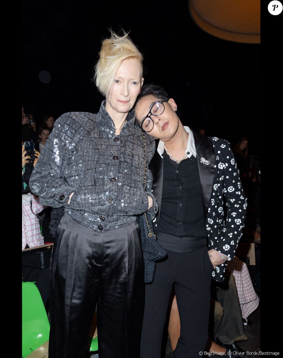 Tilda Swinton et G Dragon - Front Row au deuxième défilé de mode Haute-Couture Chanel au Grand Palais Éphémère lors de la Fashion Week Printemps-été 2023 de Paris, France, le 24 janvier 2023. © Olivier Borde/Bestimage