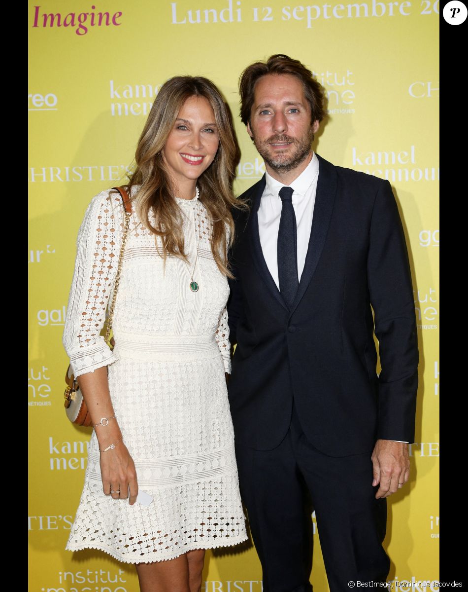 Exclusif - Ophélie Meunier et son mari Mathieu Vergne - La 4ème édition de la soirée "Heroes for Imagine", une grande vente aux enchères d'oeuvres d'art, animée par G.Elmaleh et dirigée par Christie's, à l'institut Imagine à Paris, France, le 12 septembre 2022. © Dominique Jacovides/Bestimage