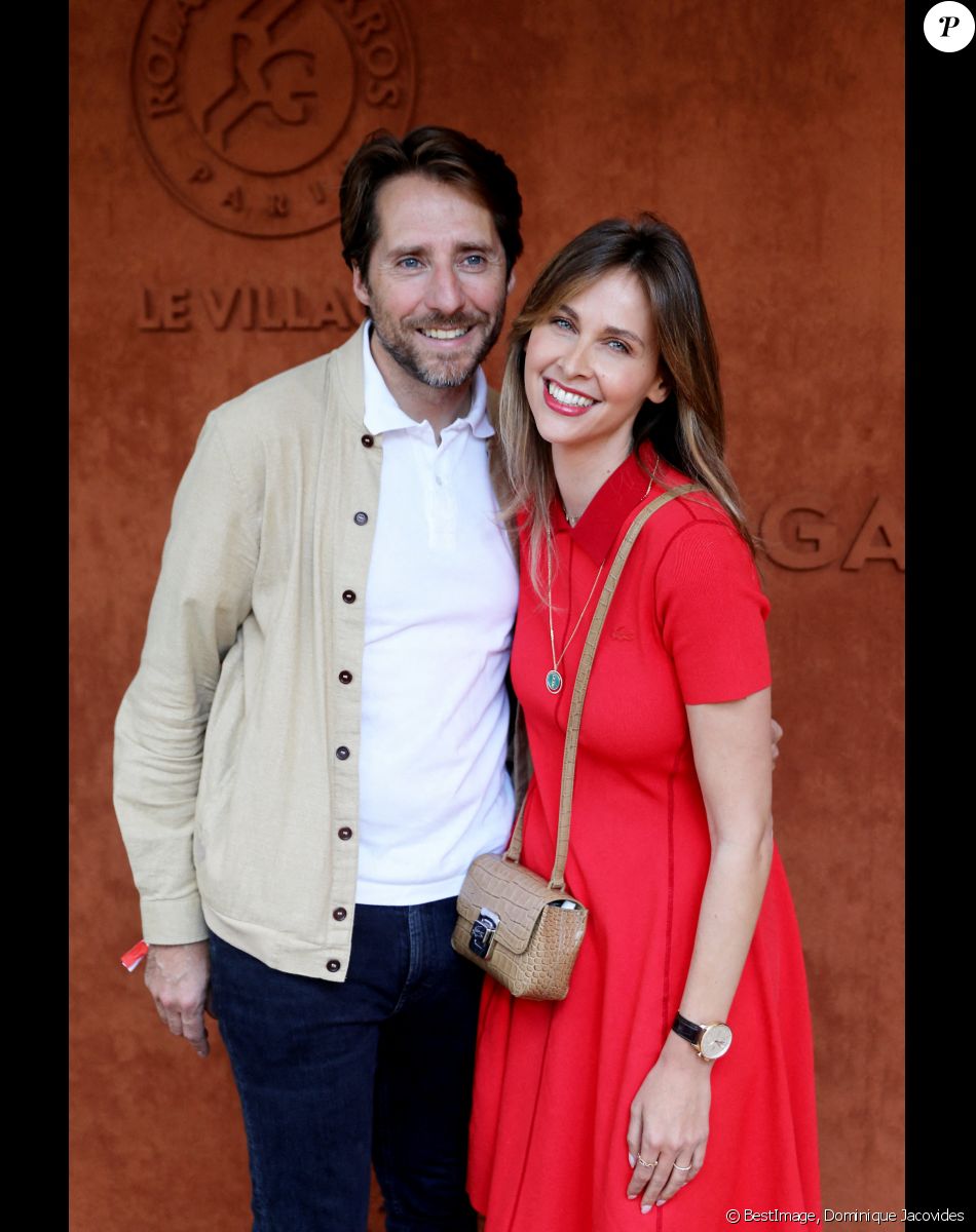 Mathieu Vergne et sa femme Ophélie Meunier - Personnalités au village (jour 11) lors des Internationaux de France de Tennis de Roland Garros à Paris. Le 1er juin 2022 © Dominique Jacovides / Bestimage