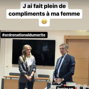 Mathieu Vergne complimente sa femme Ophélie Meunier pour avoir obtenu le titre de Chevalier de l'ordre du mérite - Instagram