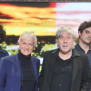 Exclusif - Le groupe Feu Chatterton, Dave, Arno, Michaël Gregorio, Amanda Scott, Salvatore Adamo - Enregistrement de l'émission "Du côté de chez Dave", diffusée le 7 février sur France 3. Le 8 décembre 2015 © CVS / Bestimage 