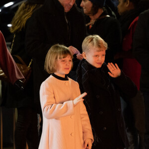 Le prince Jacques de Monaco, marquis des Baux, La princesse Gabriella de Monaco, comtesse de Carladès - La famille princière de Monaco participe à l'embrasement de la barque lors des célébrations de la Sainte-Dévote sur le quai Albert 1er à Monaco le 26 janvier 2023. © Olivier Huitel / Pool Monaco / Bestimage 