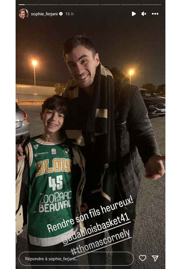 Sophie Ferjani partage une photo de son fils Gabriel, bien heureux d'avoir rencontré un joueur de son équipe de basket favorite - Instagram