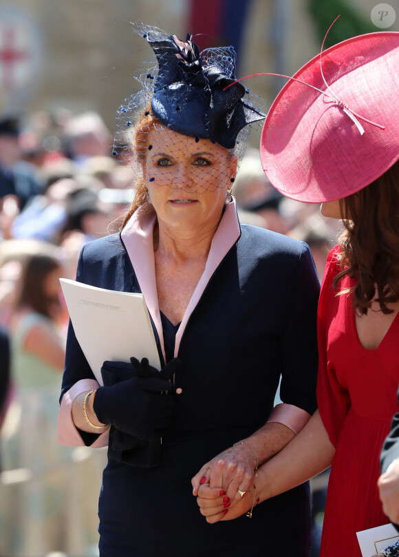 Sarah Ferguson, duchesse d'York - Les invités à la sortie de la chapelle St. George au château de Windsor, Royaume Uni, le 19 mai 2018. 