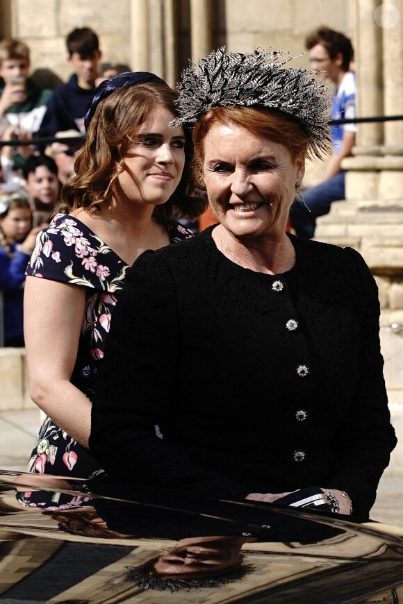 La princesse Eugenie d'York et sa mère Sarah Margaret Ferguson, duchesse d'York - Les invités arrivent au mariage de E. Goulding et C. Jopling en la cathédrale d'York, le 31 août 2019 