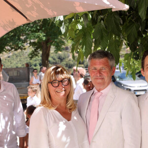 Exclusif - Mariage civil de Christine Bravo et Stéphane Bachot devant la mairie de Occhiatana en Corse le 11 Juin 2022 © Dominique Jacovides / Bestimage