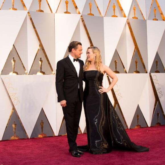 Leonardo DiCaprio et Kate Winslet - Arrivées à la 88ème cérémonie des Oscars à Hollywood, le 28 février 2016.