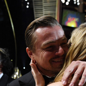 Kate Winslet embrasse Leonardo DiCaprio après la 88ème Cérémonie des Oscars, 28 février 2016. Photo by Robert Deutsch/USA Today Network/DDP USA/ABACAPRESS.COM