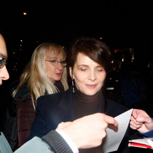 Exclusif - Juliette Binoche - Arrivés au dîner des nommés aux Cesar au Fouquet's à Paris le 6 février 2023. © Christophe Clovis / Bestimage