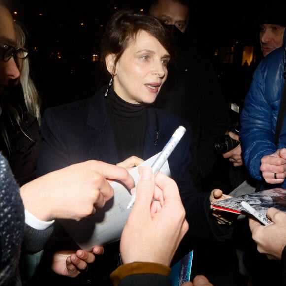 Exclusif - Juliette Binoche - Arrivés au dîner des nommés aux Cesar au Fouquet's à Paris le 6 février 2023. © Christophe Clovis / Bestimage